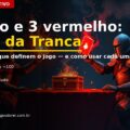 Cartas 3 preto e 3 vermelho da Tranca sobre a mesa — as cartas mais decisivas do jogo