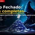 Ilustração de capa do artigo Buraco Fechado: regras completas — figura encapuzada diante de uma pilha de cartas viradas para baixo sobre a mesa, com dois jogadores observando ao fundo.