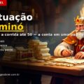 Ilustração de capa do artigo sobre pontuação do Dominó — rei sentado à escrivaninha anotando pontos com pena de escrever, com peças de dominó espalhadas sobre a mesa e um ábaco ao lado.