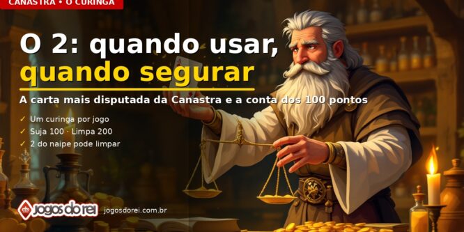 Ilustração de capa do artigo sobre o curinga na Canastra — homem idoso de barba branca segurando uma carta de Ás em uma das mãos e uma balança dourada na outra.