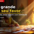 Ilustração de capa do artigo sobre jogar Buraco no computador — rei idoso de óculos sentado a uma mesa ampla iluminada por um abajur, com dezenas de cartas espalhadas à sua frente.