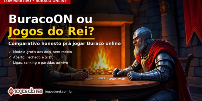 Comparativo entre BuracoON e Jogos do Rei para jogar Buraco online no navegador