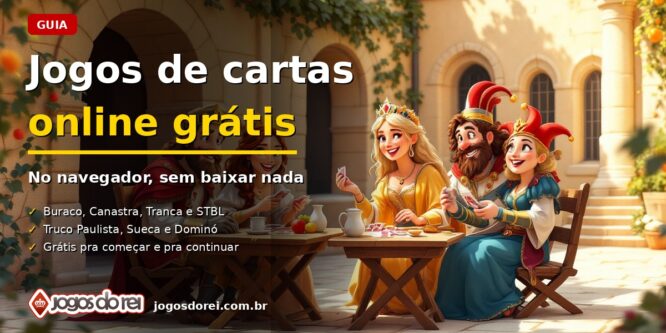 Baralho e peças de dominó sobre a mesa, representando jogos de cartas online grátis no navegador