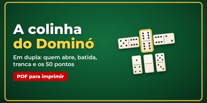 Colinha do Dominó em dupla: pedras de dominó com o 6-6 em destaque, PDF para imprimir