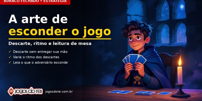 Buraco Fechado: a arte de esconder o jogo — mago do reino segurando as cartas de costas